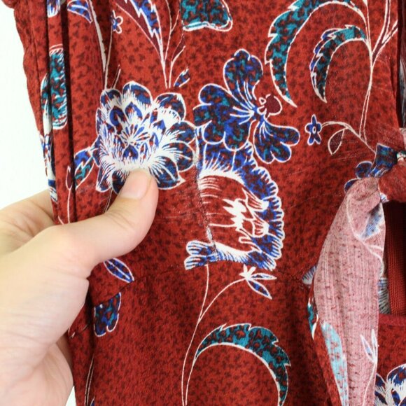 Astr The Label Tie Front Floral Midi Dress Burgundy Size M - Picture 5 of 8